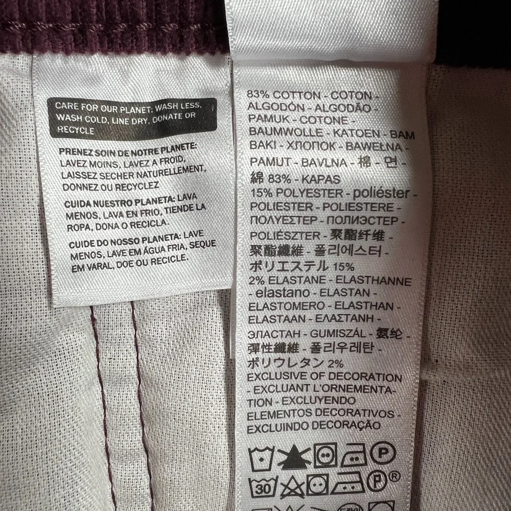Levis 505 Corduroy Jeans Mens 38x32 Purple 5 Pocket Regular Fit Stretch New
